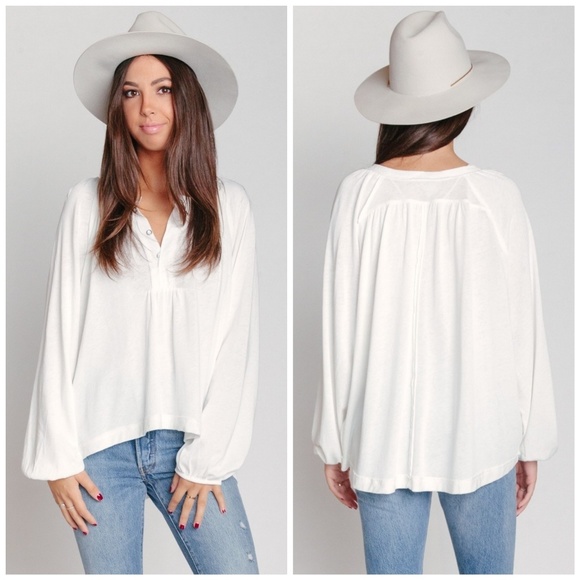Free People Acadia Henley Top Ivory - Picture 3 of 8